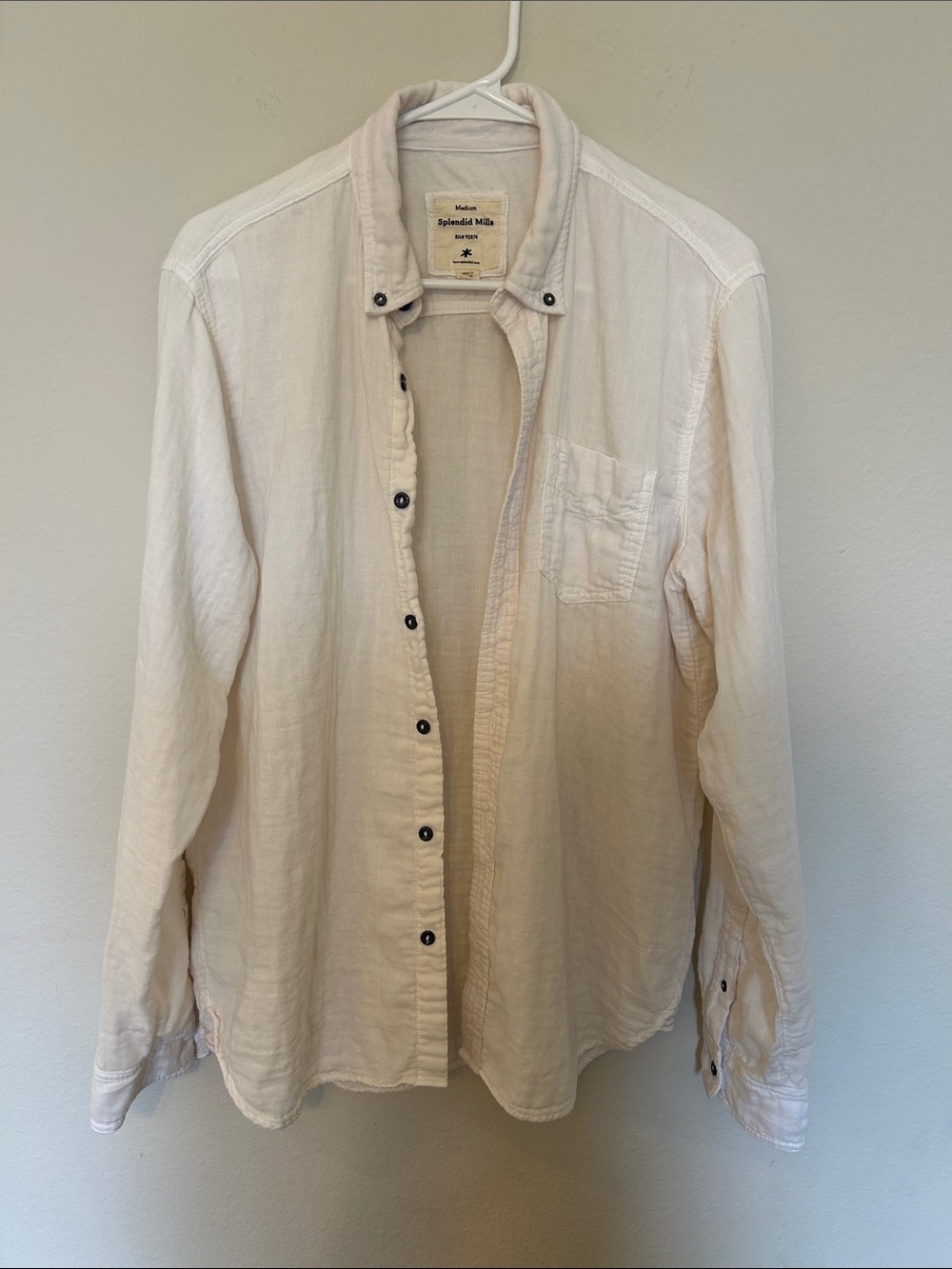 Splendid Men's Casual Button Down Shirt in Off-White